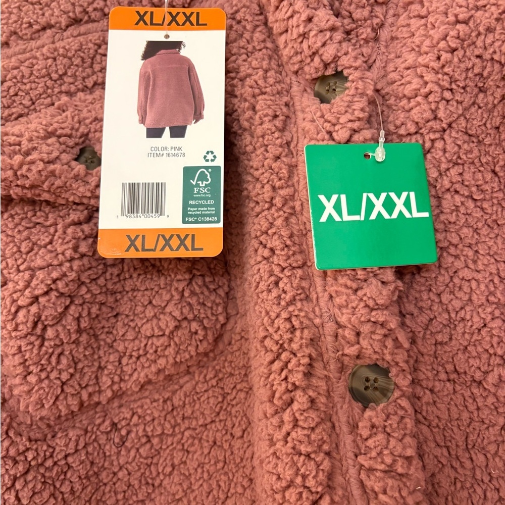 Women's Pink Sherpa Jacket - Picture 2 of 2